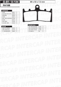 O-89 PASTILLA FRENO ORA SUZUKI GSX R 750 94 DEL.GSX R1000B 93/94