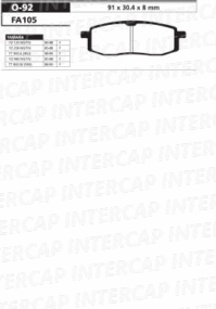 O-92 PASTILLA FRENO ORA YAMAHA YZ 125 / 250 / 490 U / W - TT 350